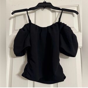 NWT New Day Black Slim Fit Off the Shoulder with Straps Blouse Small Black